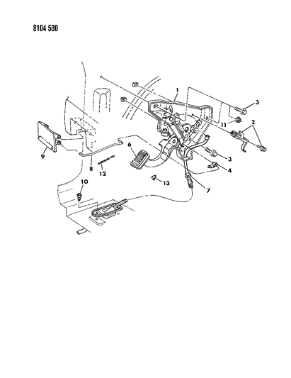 1988 Chrysler LeBaron Base Lever - Parking Brake Diagram