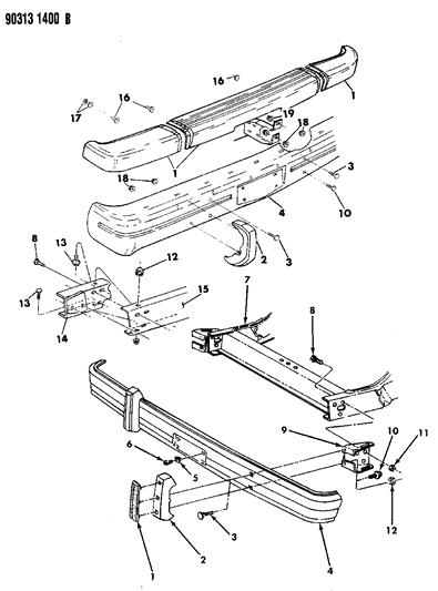 1990 Dodge W350 Guard Front Bumper Right Diagram for 4249830