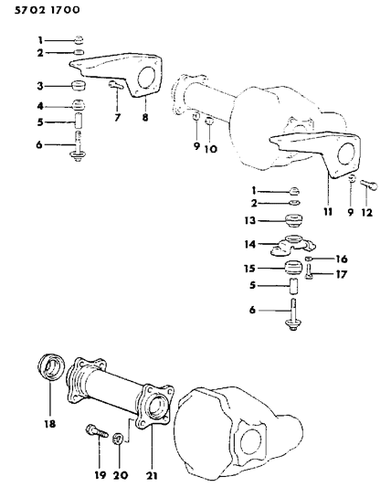 1986 Dodge Ram 50 Mounts & Axle Housing, Front Differential Diagram