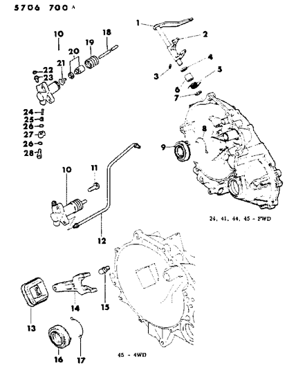 1986 Dodge Colt Lever-FULCRUM,Clutch RELEA Diagram for MD715650