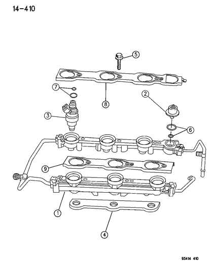 1994 Chrysler Concorde O Ring Package Fuel Injector Diagram for 4723966