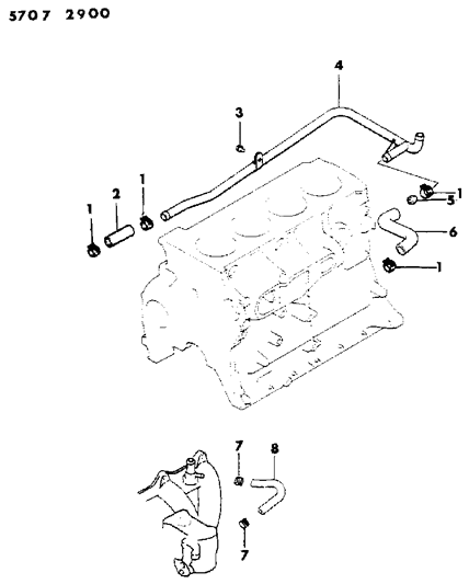 1986 Dodge Ram 50 Water Hose & Pipe Diagram 2