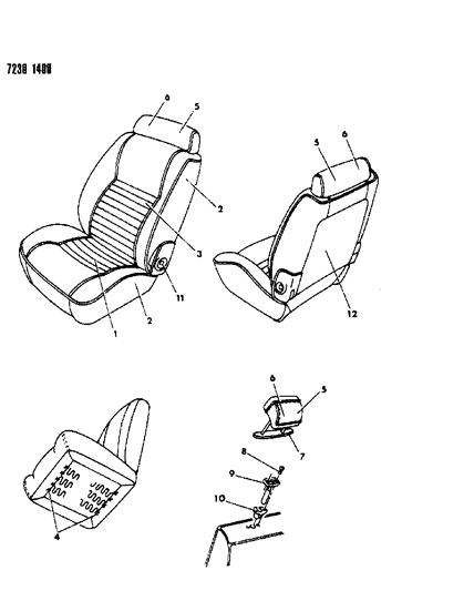 1987 Dodge Omni Front Seat Diagram 2