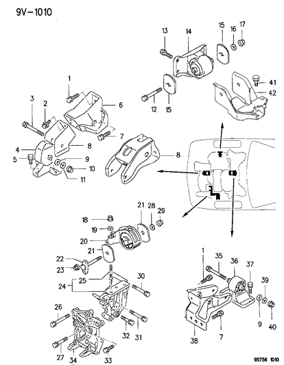 1995 Dodge Stealth Bolt-Transmission Mount Diagram for MB581508