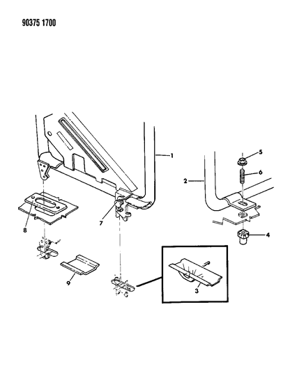 1993 Dodge Ram Wagon Risers - Rear Seats Diagram