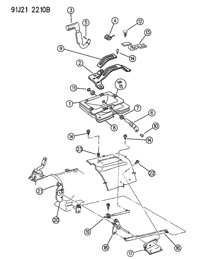 1993 Jeep Grand Wagoneer Gear Shift Controls - Transfer Case Diagram