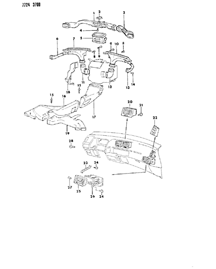 1987 Dodge Colt Air Ducts & Outlets Diagram