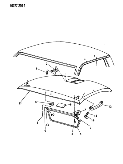 1992 Dodge Dakota Headliner & Visor Diagram