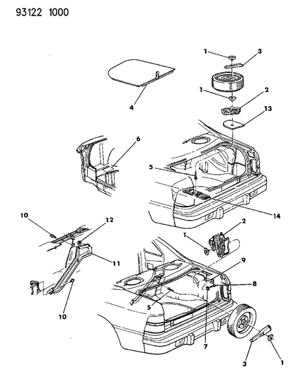1993 Chrysler LeBaron GTC Jack & Spare Tire Stowage Diagram 1