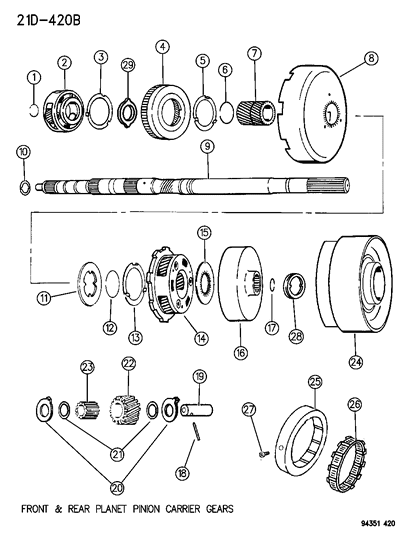 1994 Dodge Ram Van Gear Train & Intermediate Shaft Diagram