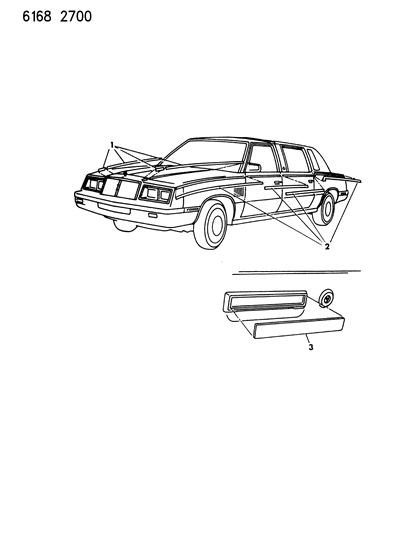 1986 Chrysler LeBaron Tape Stripes & Decals - Exterior View Diagram 1