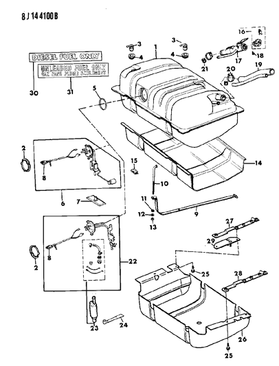 1990 Jeep Wagoneer Fuel Pumps And Related Components Diagram for 4637192