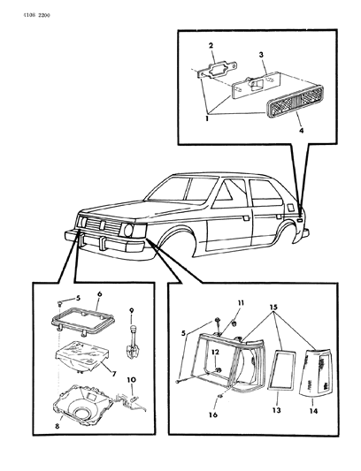1984 Dodge Charger Lamps - Front Diagram 3