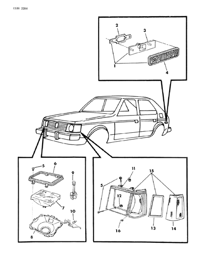 1984 Dodge Omni Lamps - Front Diagram 3