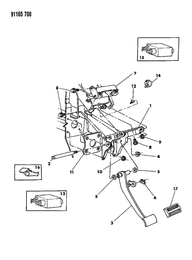 1991 Chrysler Town & Country Brake Pedal Diagram