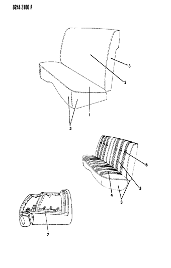 1988 Chrysler Fifth Avenue Seat - Rear Fleet Police & Others Diagram