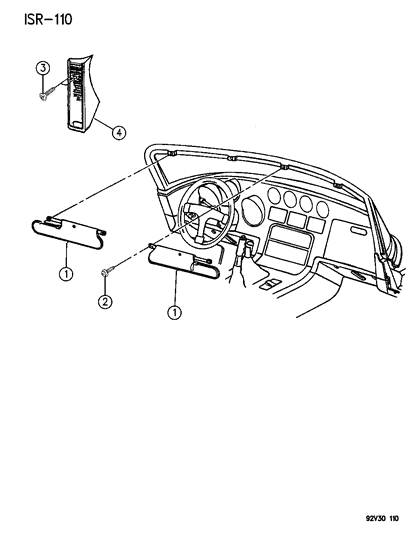 1995 Dodge Viper Visors & Footrest Diagram