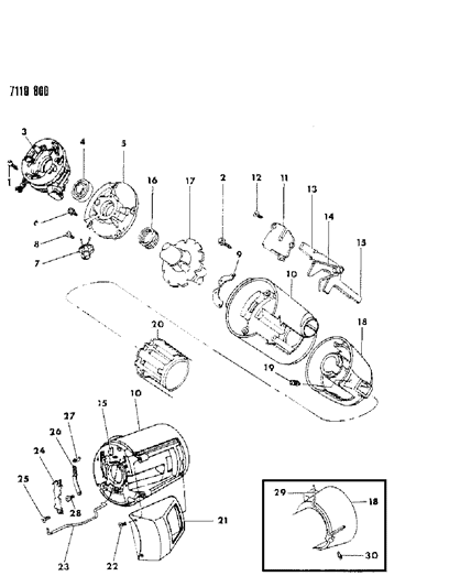 1987 Chrysler New Yorker Column, Steering, Upper Column Shift, Without Tilt Diagram