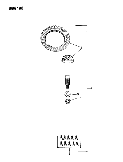 1990 Dodge W150 Gear & Pinion Kit - Front Axles Diagram 1