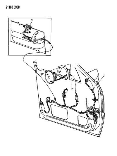 1991 Dodge Shadow Wiring & Switches - Front Door Diagram