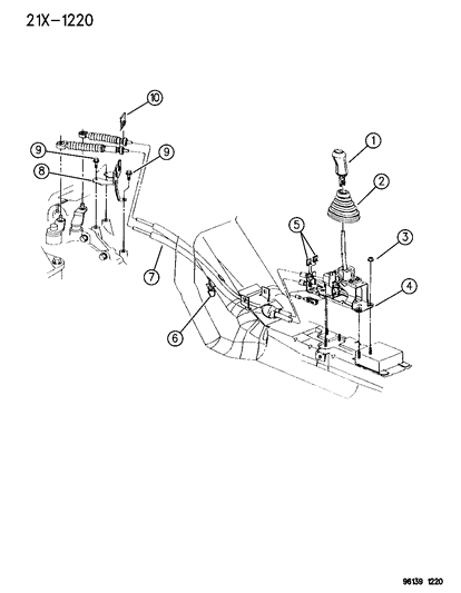 1996 Chrysler Sebring Controls , Gearshift Diagram