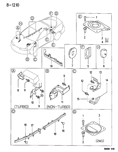 1995 Dodge Avenger Wiring - Engine, Attaching Parts Diagram 2