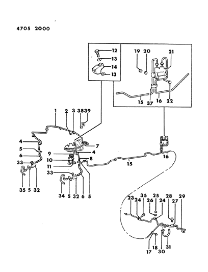 1984 Dodge Ram 50 Lines & Hoses, Brake Diagram 1