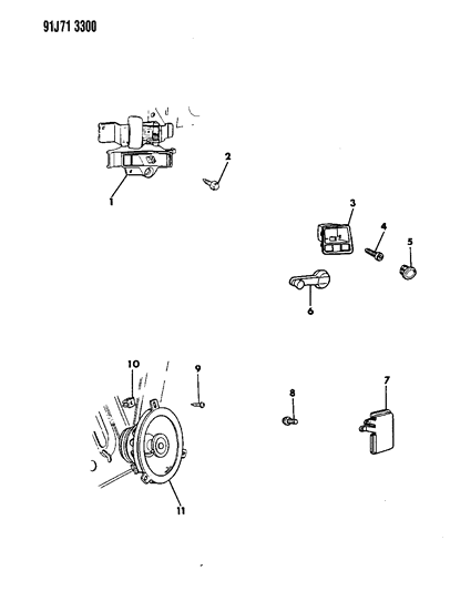 1993 Jeep Grand Wagoneer Door, Rear Speaker & Remote Control Diagram