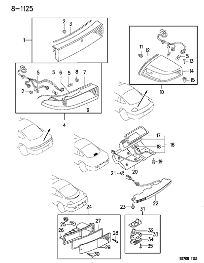 1996 Dodge Stealth Lamps - Rear Exterior Diagram