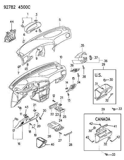 1993 Dodge Colt Instrument Panel Diagram 6