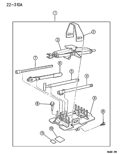 1995 Jeep Wrangler Bracket-Jack STOWAGE Diagram for 52006859