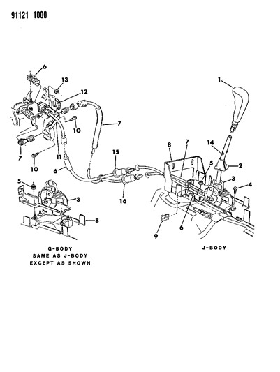 1991 Dodge Daytona Controls, Gearshift Diagram