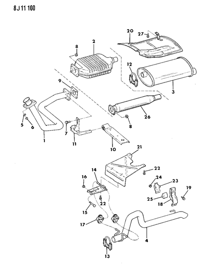 1990 Jeep Wrangler Exhaust System Diagram