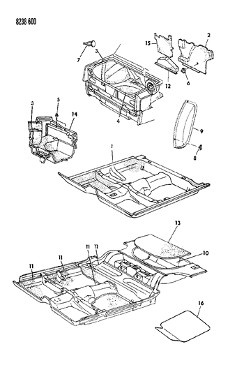 1988 Dodge 600 Carpet Diagram