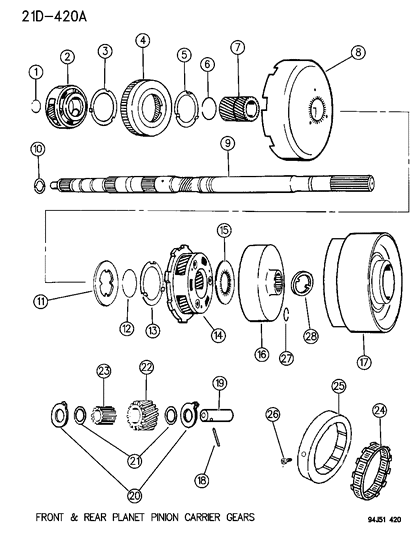 1994 Jeep Grand Cherokee Gear Train & Intermediate Shaft Diagram 2