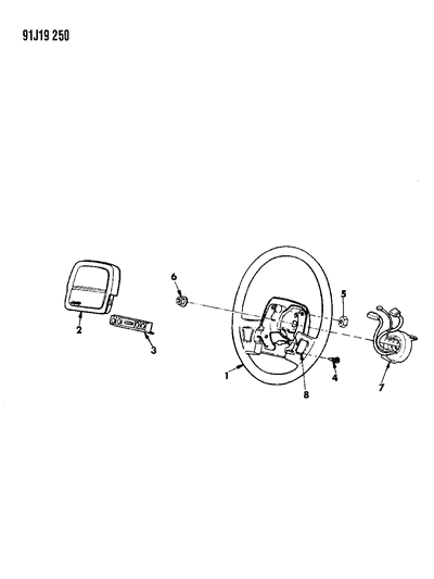 1993 Jeep Grand Wagoneer Wheel, Steering Diagram for 5DE64LX9