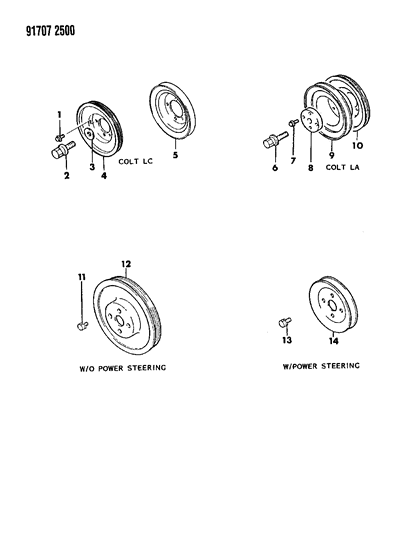 1991 Dodge Colt Drive Pulleys Diagram