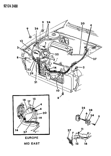 1992 Dodge Daytona Plumbing - A/C & Heater Diagram 2