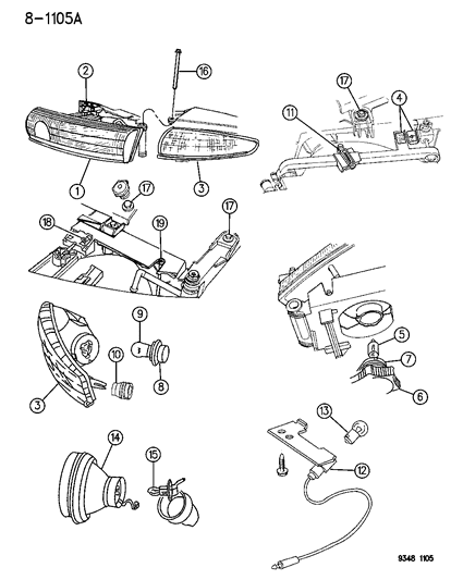 1994 Dodge Intrepid Lamps - Front Diagram