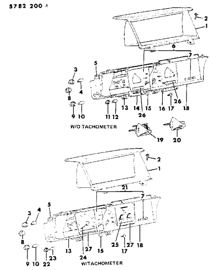 1986 Dodge Colt Cluster, Instrument Panel Diagram