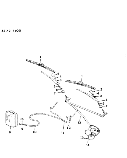 1986 Dodge Ram 50 Windshield Wiper & Washer Diagram