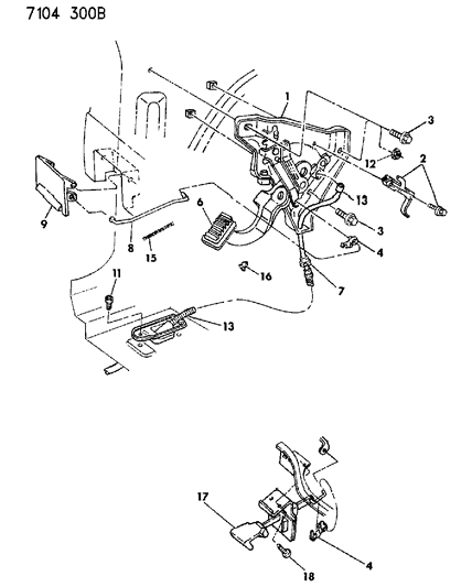 1987 Chrysler LeBaron Base Lever - Parking Brake Diagram