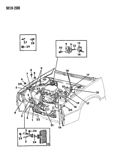 1990 Chrysler LeBaron GTC Plumbing - A/C & Heater Diagram 1