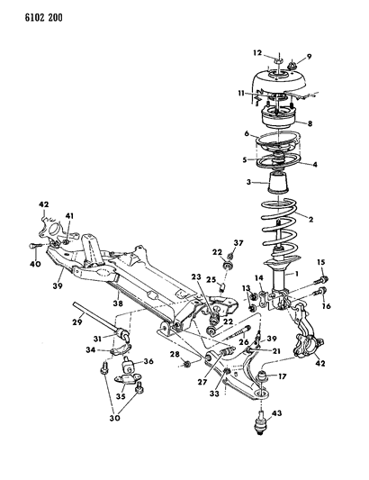 1986 Chrysler Town & Country Suspension - Front Diagram 2