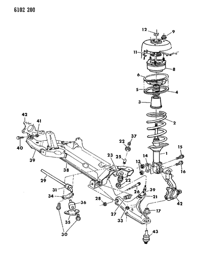 1986 Chrysler LeBaron Base Suspension - Front Diagram 2