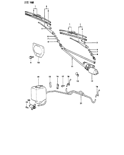 1987 Dodge Raider Windshield Wiper & Washer System Diagram