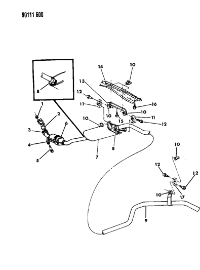 1990 Chrysler Town & Country Exhaust System Diagram 1