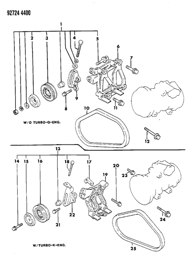 1994 Dodge Colt Mounting - A/C Compressor Diagram 2