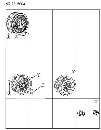 1993 Dodge Dynasty Wheels, Caps And Nuts Diagram