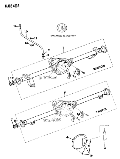 1987 Jeep Wagoneer Housing - Rear Axle Diagram